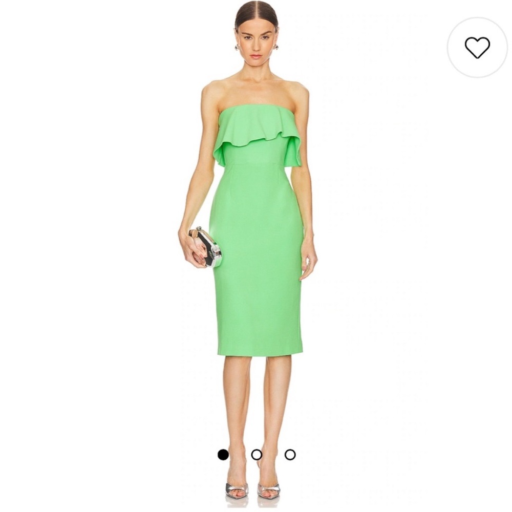 Elegant Green Strapless revolve Bardot midi Dress